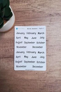 Month Header Planner Stickers | Two Month Names Stickers Per Month | Style J - Picture 1 of 3