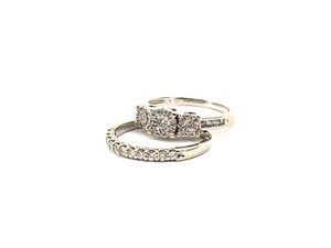 14KT White Gold Diamond Ring Set, approx. 1/3cttw - Picture 1 of 19