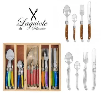 Silhouette Laguiole Cutlery Set 24 pcs Stainless Steel 430 Inox Dinner Bulk Gift - Image 1 of 4