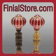 Red/Gold, Acrylic, Antique Style Lamp Finials Polished or Antique Brass Bases