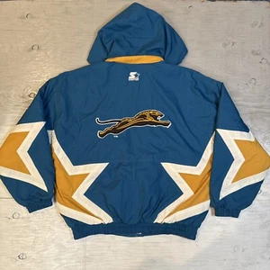 Vintage 90s NFL Starter Jacksonville Jaguars Banned Logo Hooded Jacket Sz XL - Picture 1 of 24