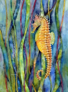 seahorse tropical fish seascape ocean reef pool ceramic tile mural backsplash - Picture 1 of 8