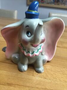 Vintage Walt Disney Dumbo Figurine Ceramic 5" Tall Elephant Japan