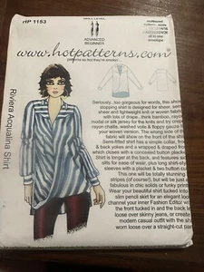 Hot Patterns Sewing Pattern Riviera Aqualina Shirt Uncut - Picture 1 of 2