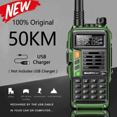 BAOFENG TRI-BAND VHF UHF TWO WAY WALKIE TALKIE HAND FUNKGERÄTE 5W 2800MAH 50KM - Bild 1 von 4