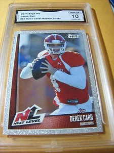 DEREK CARR RAIDERS 2014 SAGE HIT NEXT LEVEL SILVER ROOKIE RC # 59 GRADO 10 L@@K - Foto 1 di 1