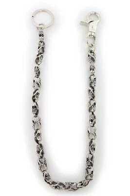 Hombres Moda Accesorio Jeans Billetera Cadena Plata Metal Camionero Motociclista Calavera Dijes Foto 1 de 4