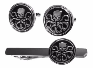  Captain America HYDRA LOGO Metal/Enamel TIE CLIP & CUFFLINK SET - Picture 1 of 1