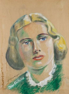 I. SIEGERT (20.Jhd), Filmplakat mit Joan Fontaine, 1954, Aquarell Pop Art - Bild 1 von 4