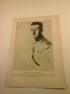 Vtg 1920 WWI ART PRINT of WWI HERO Captain Thomas H. Fallow - Picture 1 of 1