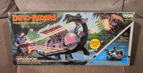Vintage 1988 Tyco Dino Riders Diplodocus Battery Operated Figure Sealed Box Cover