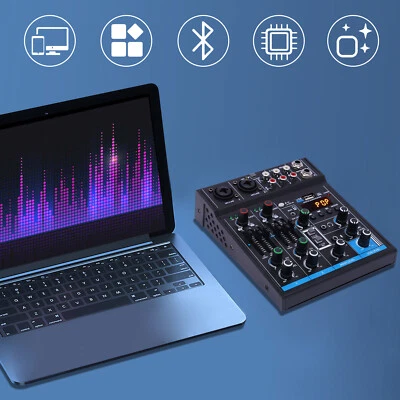4 Kanal bluetooth Mixer USB Live Studio Audio Mischpult DJ Konsole Soundboard DE - Bild 1 von 4