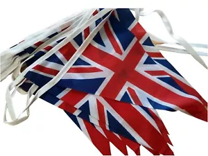 30 LARGE FLAGS Union Jack Fabric bunting 10 mts/33ft 8”x 12” coronation.Banner. - Picture 1 of 8