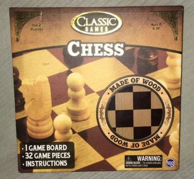 Holz Schachspiel Classic Games 1030B Classic Games Neu in Box 2 Spieler 8+ Alter - Bild 1 von 4