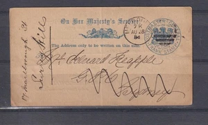 SELLO FRANK VICTORIA, OHMS POSTMASTER GENERAL, TARJETA POSTAL 1884 a Sydney - Imagen 1 de 1