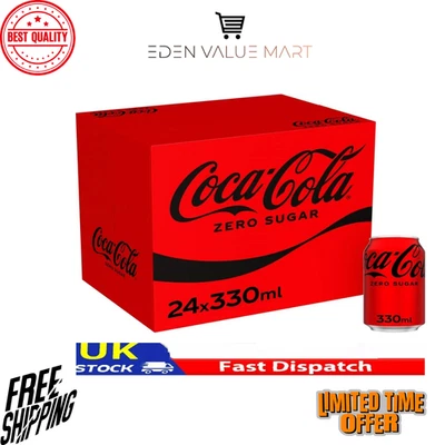 Coca Cola Zero Sugar 24 x 330ml Cans 330 ml (Pack of 24) UK Same day Shipping - Image 1 of 4