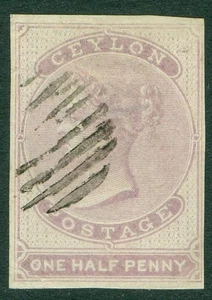 SG 17 Ceylon 1857-64. ½d dull mauve. Very fine used. Full margins CAT £250 - Picture 1 of 1