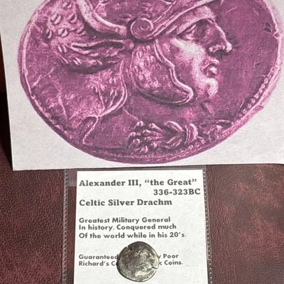 Rare Celtic Alexander The Great 336-323BC Head of Hercules/Zeus Silver 18mm C301 - Image 1 of 4