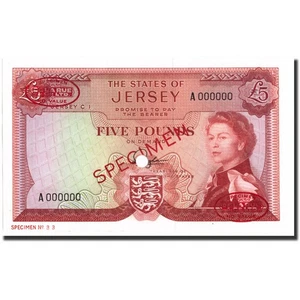 [#213800] Banknote, Jersey, 5 Pounds, 1963, 1963, Specimen TDLR, KM:9s2, UNC - Picture 1 of 2