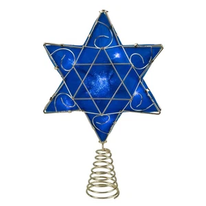 KSA Blue and Gold Colored Hanukkah Star LED Tree Topper 11.5" - Picture 1 of 5