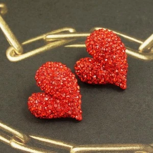 Elegante Design Ohrringe mit gedrehtem Herz aus Swarovski Kristall Hyazinthenrot - Bild 1 von 4