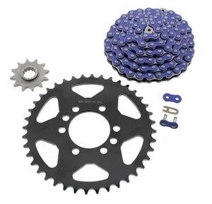 Blue Chain & Black Sprocket 1985-88 fits Suzuki LT250R 250R QuadRacer 12/40 102L - Picture 1 of 2
