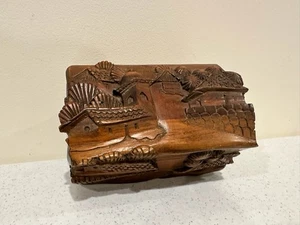 Joyería de madera tallada a mano baratija caja del tesoro islas del Caribe - Imagen 1 de 12