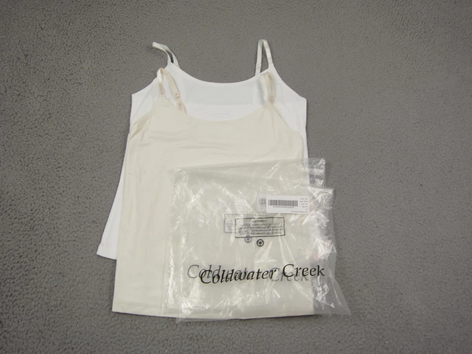Lote de 2 camisetas sin mangas Coldwater Creek vintage para mujer extra pequeñas XS blancas beige Foto 1 de 4