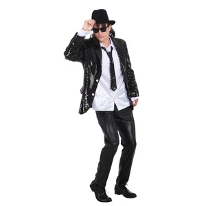 Giacca da spettacolo giacca di paillettes costume giacca giacca glitterata nera 56/58 giacca da discoteca - Foto 1 di 1