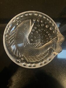 Beautiful Lalique France French Art Glass Concarneau Fish Ashtray