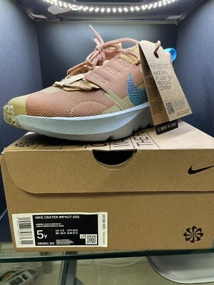 Nike Crater Impact (GS) Zapatos para Niños Grandes Arcilla Mineral-Láser Azul-Dorado DB3551-201 Foto 1 de 4