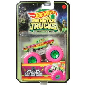 Hot Wheels Monster Trucks Glow in The Dark Midwest Madness - Mattel - NEUF Rare