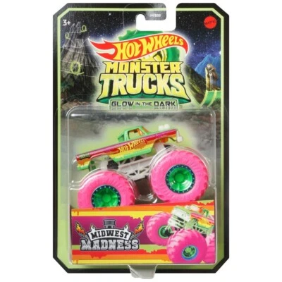 Hot Wheels Monster Trucks Glow in The Dark Midwest Madness - Mattel - NEUF Rare - Photo 1/2