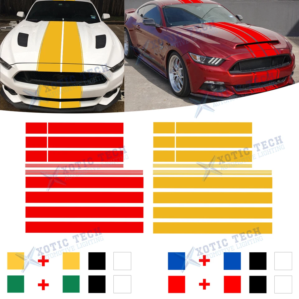 Calcomanía Adhesiva Gráfica Capó Delantero a Trasero Techo Maletero Raya Para Ford Mustang Roll Foto 1 de 4