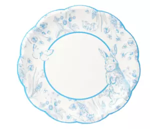 Blue and White Toile de Jouy Playful Bunny Easter Paper Plates (10 Pack) - Picture 1 of 1