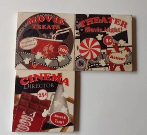 Vintage Retro Cinema Movie Night Themed Coasters - Set of 3 VGC - Picture 1 of 6