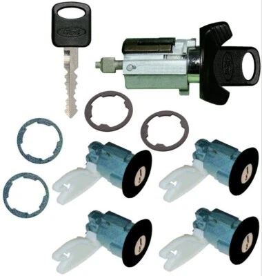 1992-1995 Ford Econoline - Ignition Lock & 4 BLK Door Lock Cylinder Set W/2 Keys - image 1 of 2