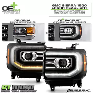 For 2014-2015 GMC Sierra 1500 Upgrade Facelift Full LED Projector Headlights Set - Picture 1 of 11