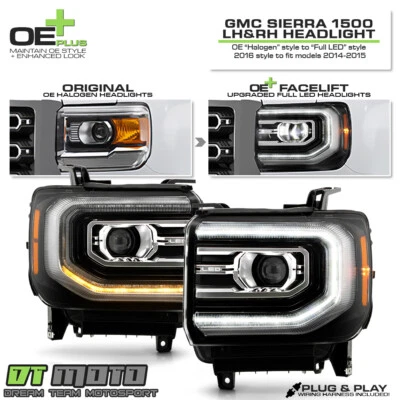 For 2014-2015 GMC Sierra 1500 Upgrade Facelift Full LED Projector Headlights Set - Image 1 of 4
