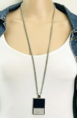 Collar Colgante Ann Taylor Tono Plata Esmalte Azul Estrás Foto 1 de 4