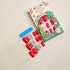 Medium Length Christmas red flashing fake nails Press on Nails  Women
