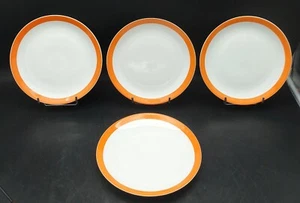 4 ASSIETTES RONDES VINTAGE PORCELAINE SCHÖNWALD BLANCHES & ORANGE XXème D 21,5 - Imagen 1 de 5