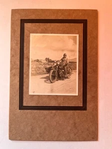 Antique Mexican Photo Man with Motorcycle Motorbike Sidecar INDIAN 1920's - Picture 1 of 4