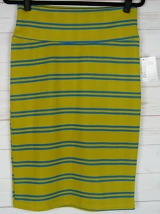 Lularoe Women's Cassie Yellow & Blue Striped Skirt Size M NWT - Picture 1 of 3