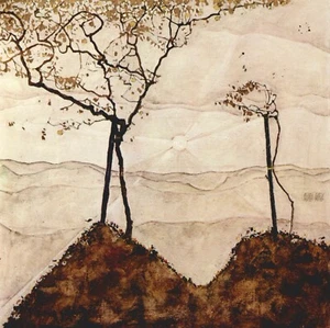 Autumn sun and trees by Egon Schiele Giclee Fine Art Print Repro on Canvas - Picture 1 of 1