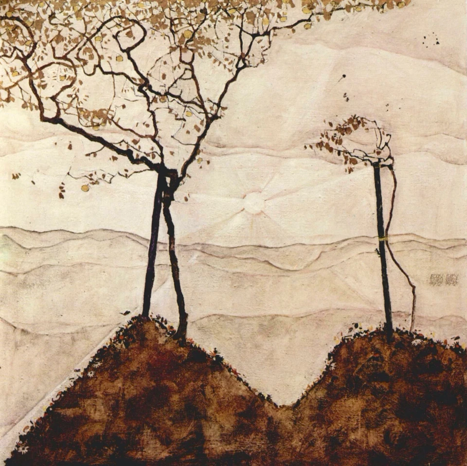 Otoño sol y árboles por Egon Schiele Giclee Bellas Artes Impresión Repro sobre Lienzo Foto 1 de 1