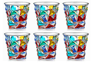 CORTINA STEMLESS WINE - OLD FASHIONED GLASSES - SET OF SIX - VENETIAN GLASSWARE