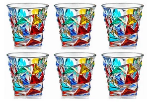 CORTINA STEMLESS WINE - OLD FASHIONED GLASSES - SET OF SIX - VENETIAN GLASSWARE - Picture 1 of 1