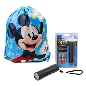 Disney Mickey Mouse Kids Sling Cinch Bag Drawstring Backpack +LED Mini Flashligh - Picture 1 of 6