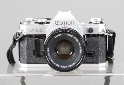 ¡Reacondicionado!  Canon AE-1, con lente 50 mm F1,8 FD, cámara fotográfica de 35 mm, ¡probada! CLA'D! Foto 1 de 4